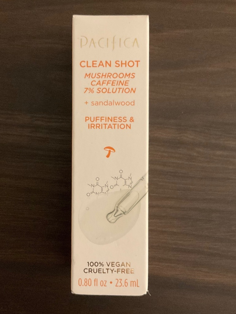 NWT Pacifica Beauty Clean Shot Serum Mushrooms and Caffeine 7% Solution 24 ml